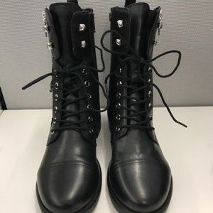 MARC FISHER Leather Lace Up Combat Boots